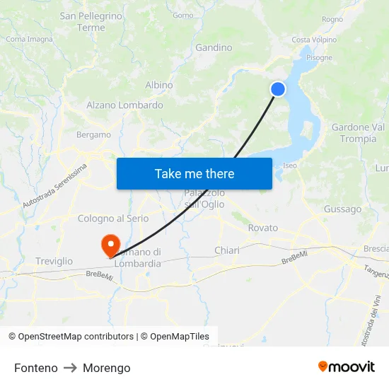 Fonteno to Morengo map