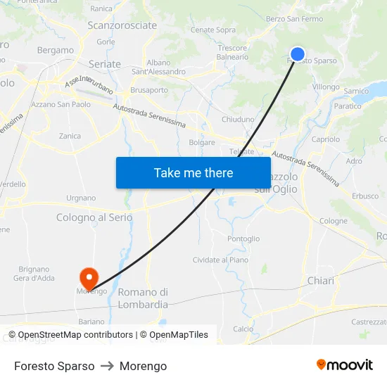 Foresto Sparso to Morengo map