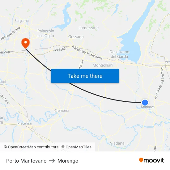 Porto Mantovano to Morengo map