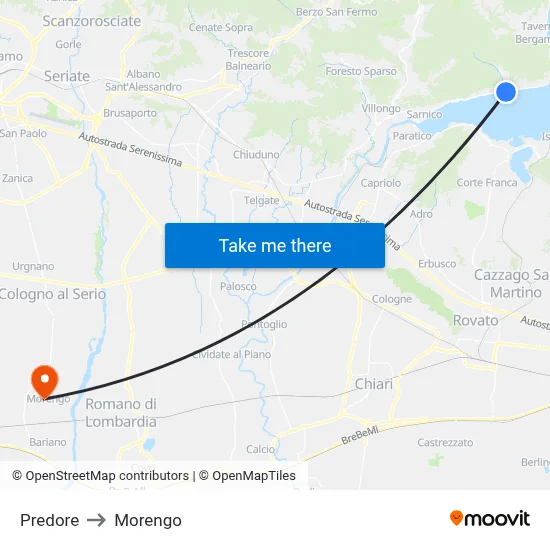 Predore to Morengo map