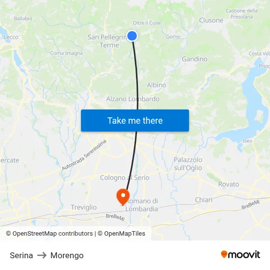 Serina to Morengo map