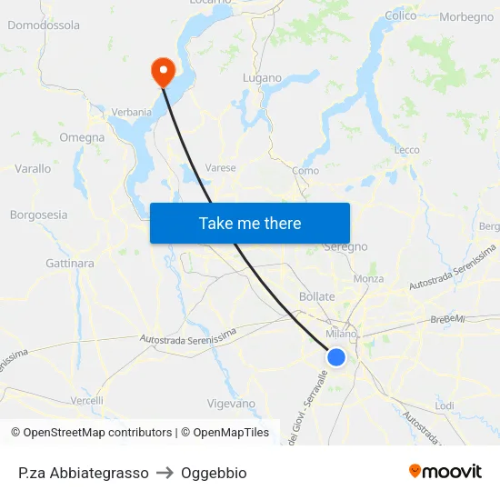P.za Abbiategrasso to Oggebbio map