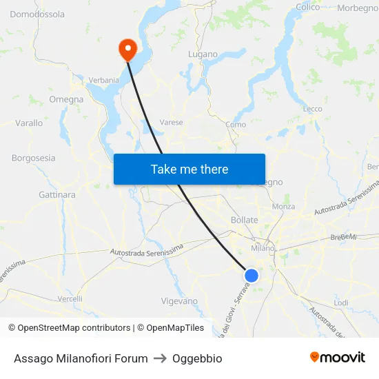 Assago Milanofiori Forum to Oggebbio map