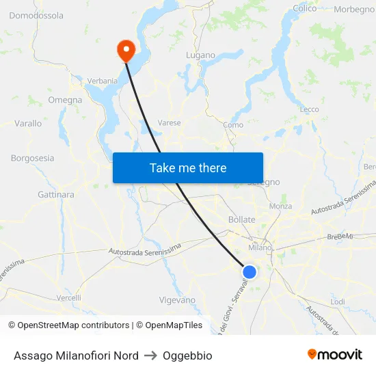 Assago Milanofiori North to Oggebbio map