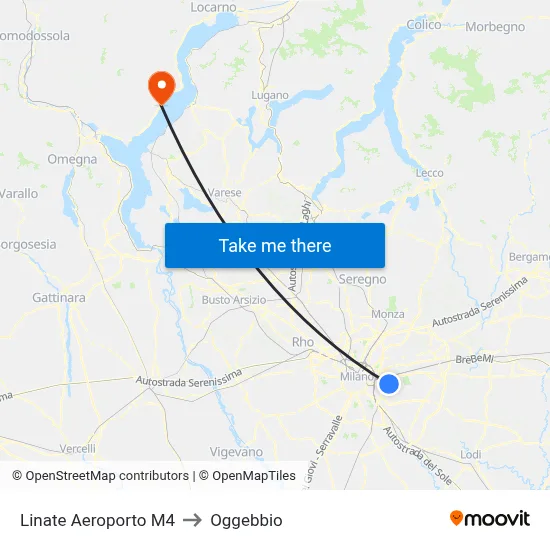 Linate Airport M4 to Oggebbio map