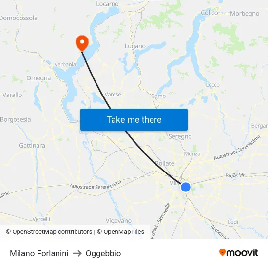 Milan Forlanini to Oggebbio map