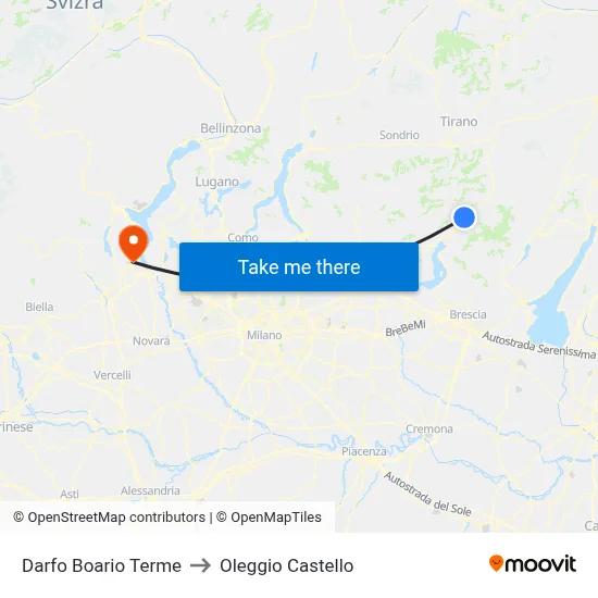 Darfo Boario Terme to Oleggio Castello map