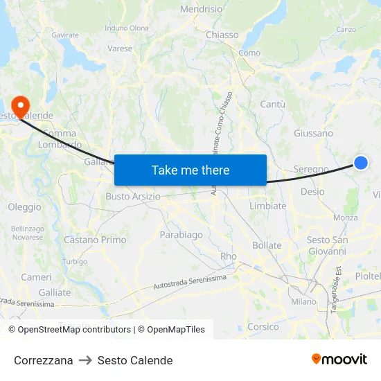 Correzzana to Sesto Calende map