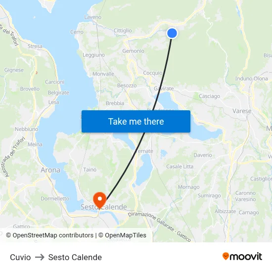 Cuvio to Sesto Calende map