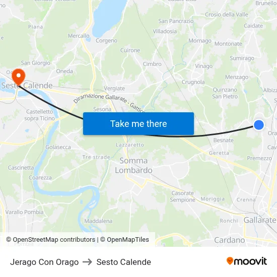 Jerago con Orago to Sesto Calende map