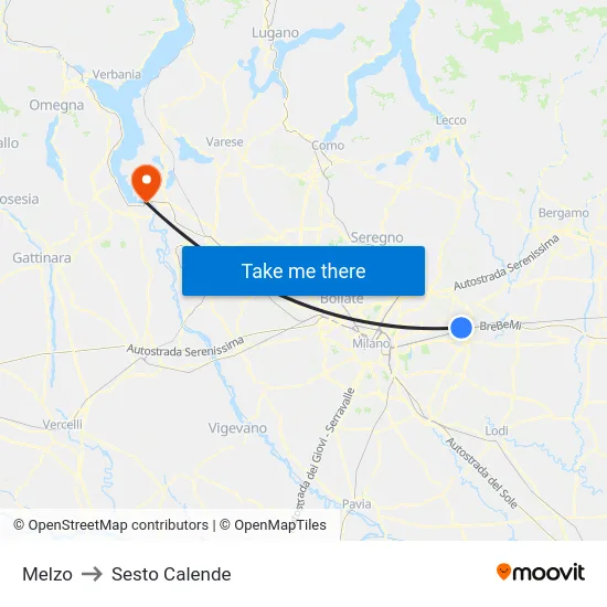 Melzo to Sesto Calende map