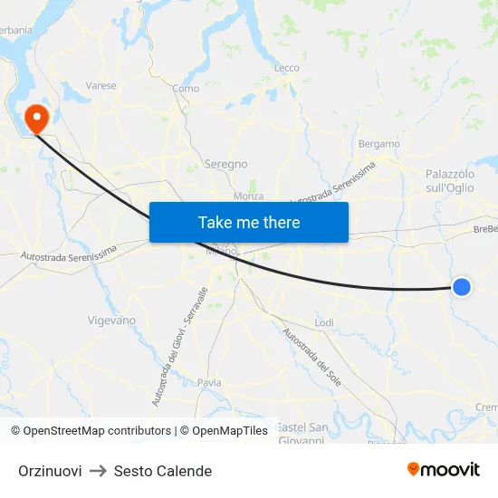 Orzinuovi to Sesto Calende map