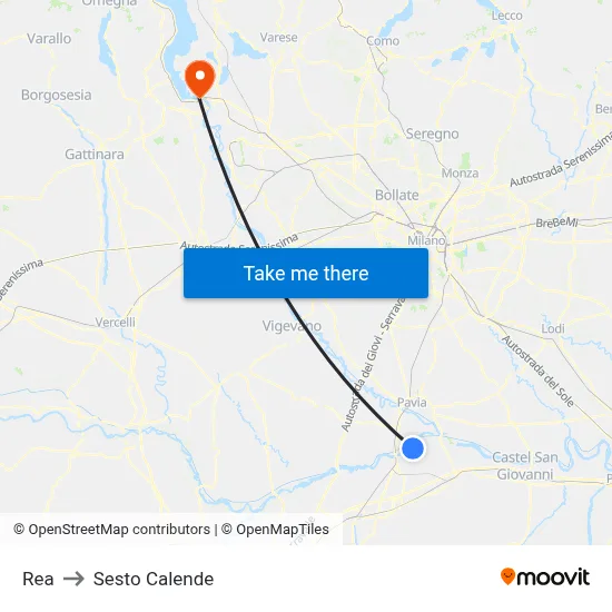 REA to Sesto Calende map