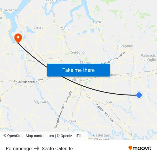 Romanengo to Sesto Calende map