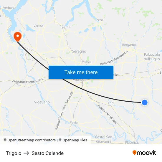Trigolo to Sesto Calende map