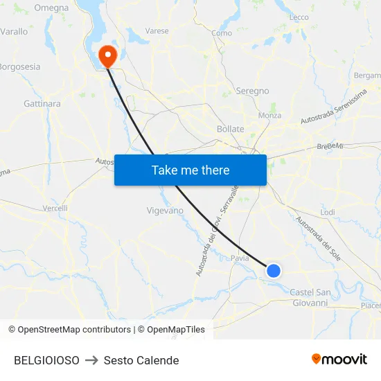 BELGIOIOSO to Sesto Calende map