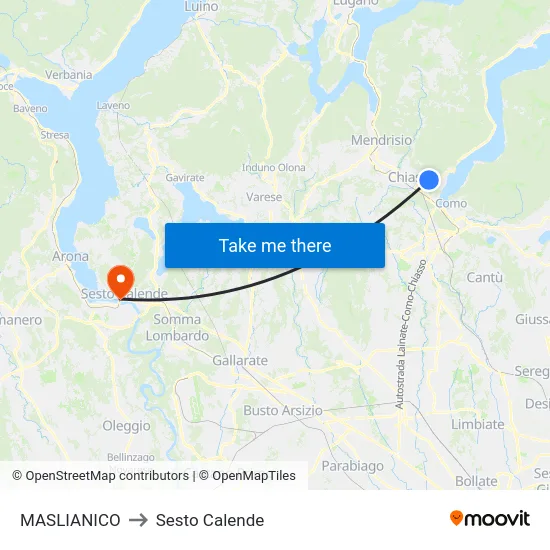 Maslianico to Sesto Calende map
