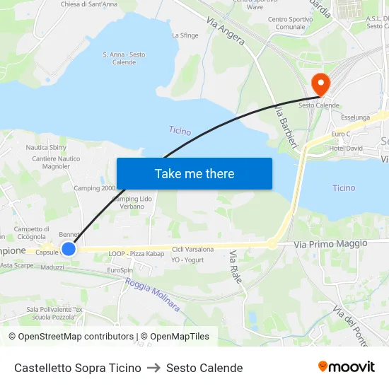 Castelletto Above Ticino to Sesto Calende map