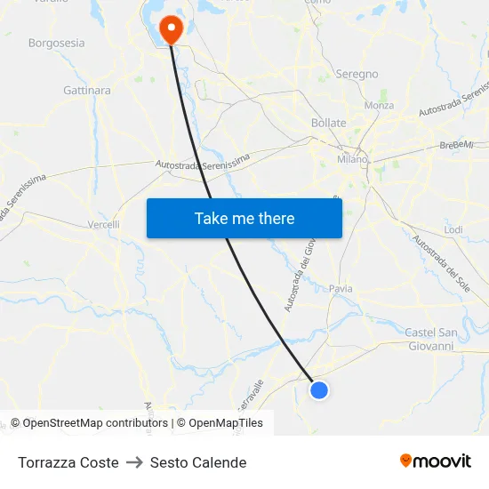 Torrazza Coste to Sesto Calende map