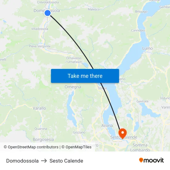 Domodossola to Sesto Calende map
