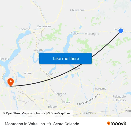 Montagna In Valtellina to Sesto Calende map