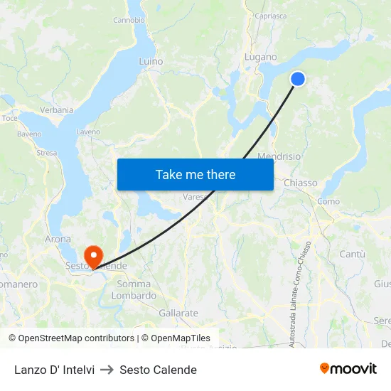 Lanzo d'Intelvi to Sesto Calende map