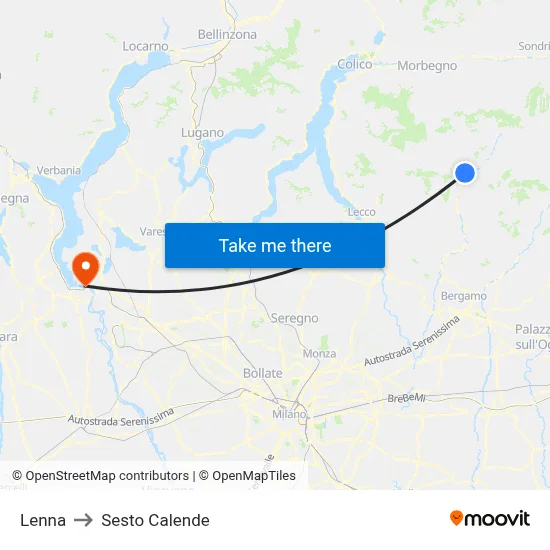 Lenna to Sesto Calende map