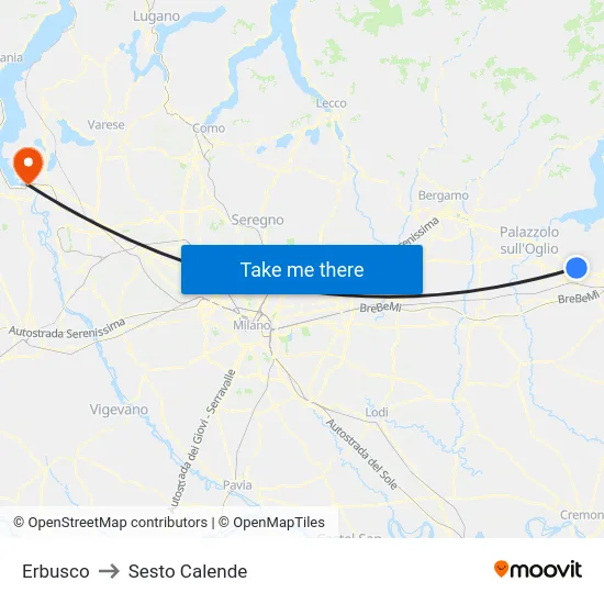 Erbusco to Sesto Calende map