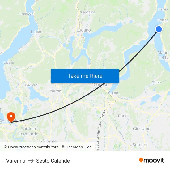 Varenna to Sesto Calende map