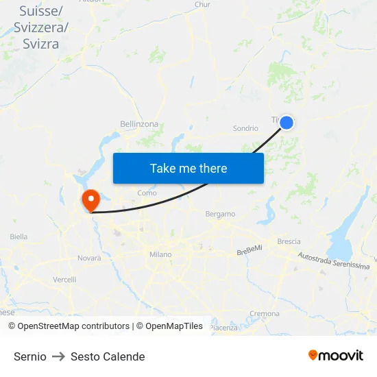 Sernio to Sesto Calende map