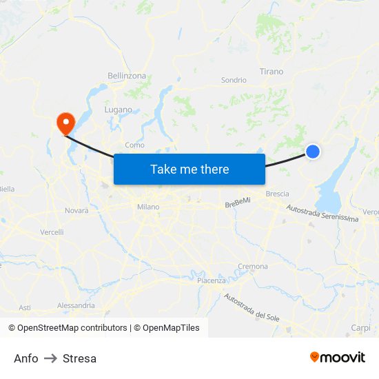 Anfo to Stresa map