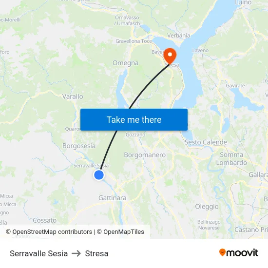 Serravalle Sesia to Stresa map