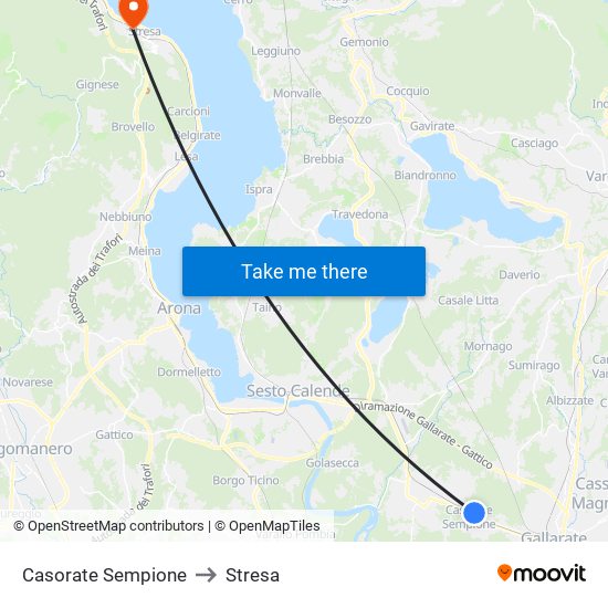 Casorate Sempione to Stresa map