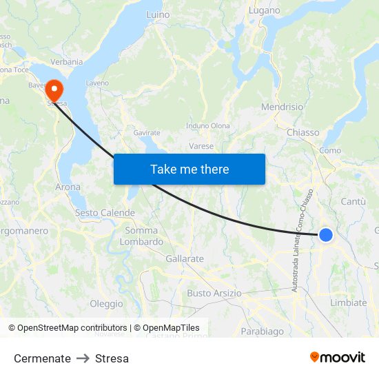 Cermenate to Stresa map