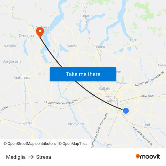 Mediglia to Stresa map