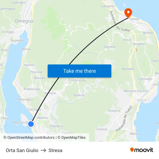 Orta San Giulio to Stresa map