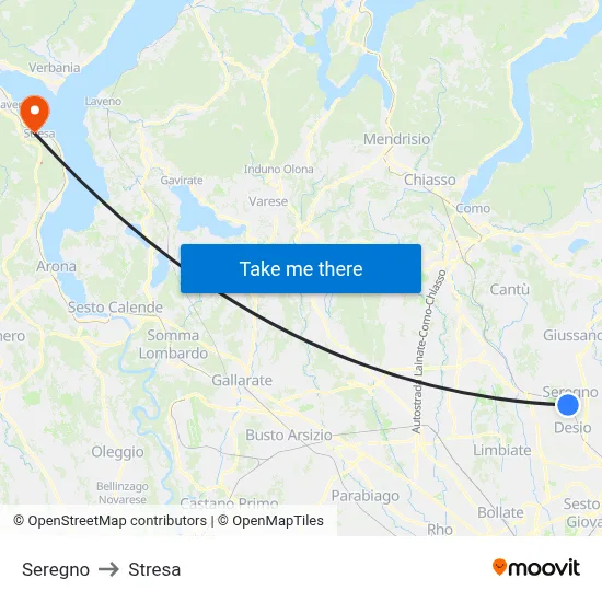 Seregno to Stresa map
