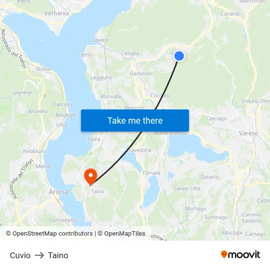 Cuvio to Taino map