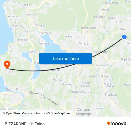 Bizzarone to Taino map