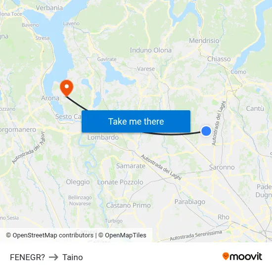 Fenegro to Taino map
