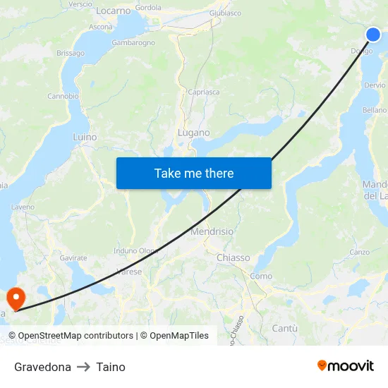 Gravedona to Taino map