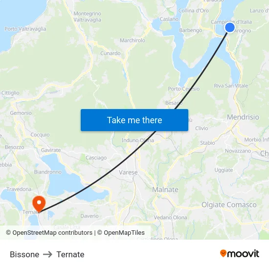 Bissone to Ternate map
