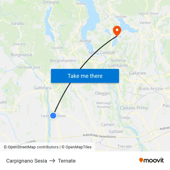 Carpignano Sesia to Ternate map