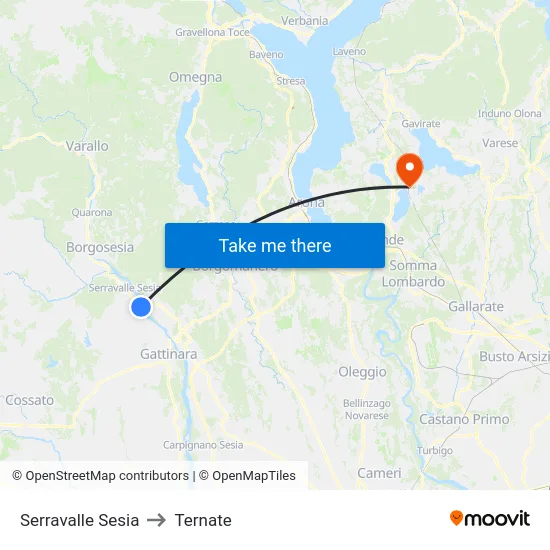 Serravalle Sesia to Ternate map