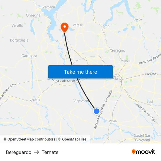 Bereguardo to Ternate map