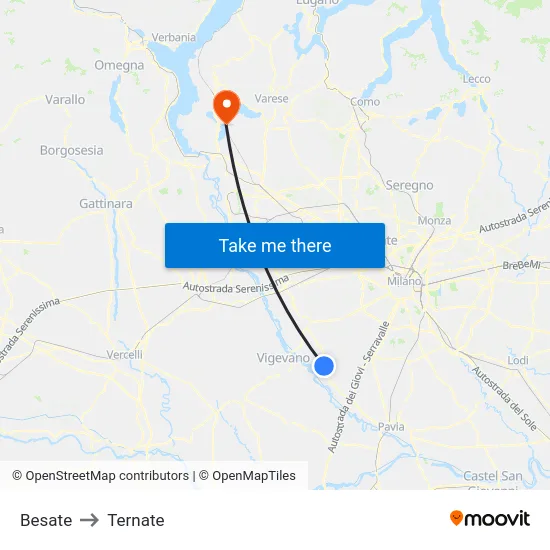 Besate to Ternate map