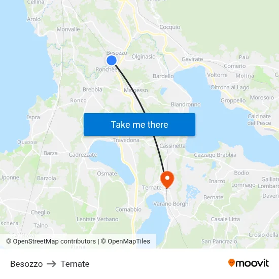 Besozzo to Ternate map