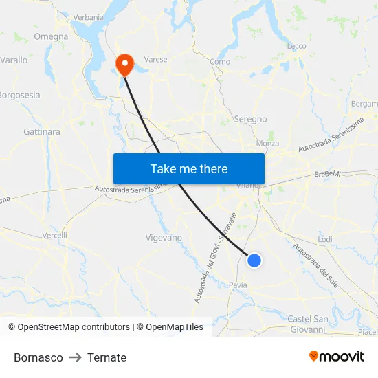 Bornasco to Ternate map