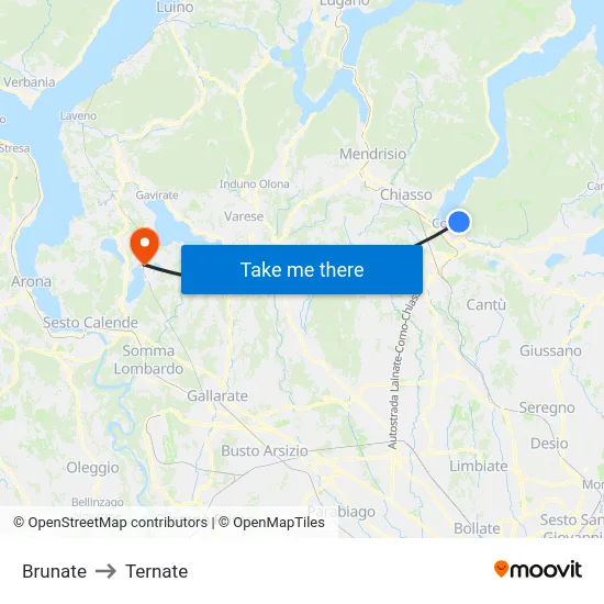 Brunate to Ternate map