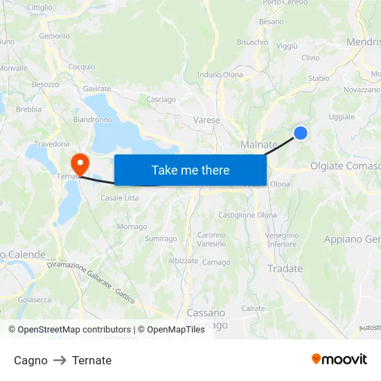 Cagno to Ternate map